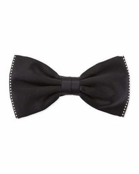 Stefano Ricci Crystal Trim Silk Bow Tie Black