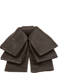 Saint Laurent Leather Triple Bow Tie Black