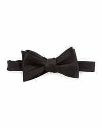 Neiman Marcus Solid Satin Bow Tie Black