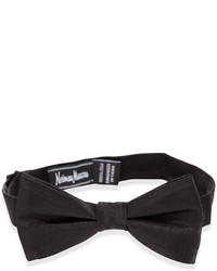 Neiman Marcus Striped Silk Bow Tie Black