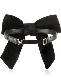 Saint Laurent Velvet And Leather Bow Tie Collar