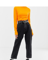 Collusion Petite Mom Jeans In Washed Black