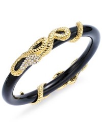 ABS by Allen Schwartz Bracelet Gold Tone Pave Crystal Snake Wrapped Black Bangle Bracelet
