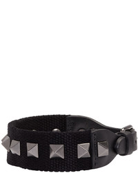 Valentino Black Textile Rockstud Bracelet