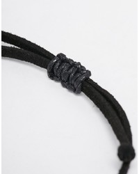 Asos Brand Rope Bracelet Pack In Black And Gray