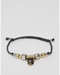 Asos Brand Rope Bracelet With Skulls