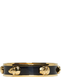 Alexander McQueen Gold Black Enamel 3d Skull Bracelet