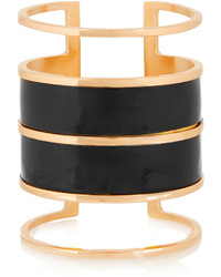 Balmain Gold Tone And Glossed Leather Cuff