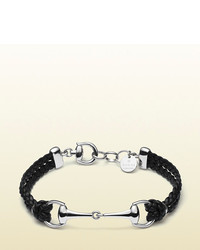 Gucci Black Leather Bracelet With Horsebit