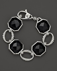 Lagos Sterling Silver Large Color Rocks Black Onyx Link Bracelet