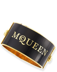 Alexander McQueen Large Logo Enamel Cuff Black