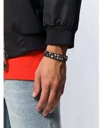 Diesel Leather Bracelet With Mixed Studs