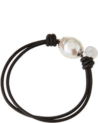 Majorica Leather Cord Baroque Pearl Bracelet Black