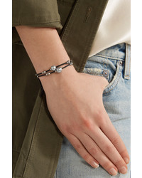 Chan Luu Leather Silver And Pearl Bracelet Black