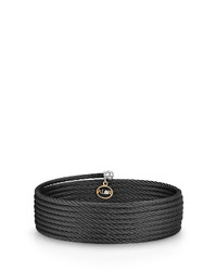 Alor Noir Cable Wrap Bracelet W Diamond Charm Black