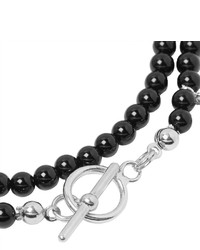 Isaia Onyx Agate And Silver Bead Wrap Bracelet