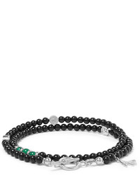 Isaia Onyx Agate And Silver Bead Wrap Bracelet