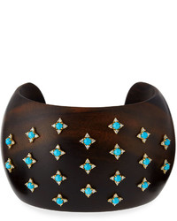 Paul Morelli Sprinkled Turquoise Diamond Ebony Cuff Bracelet