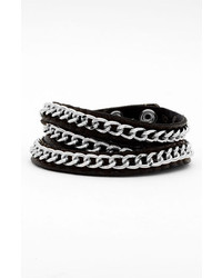 Tasha Leather Wrap Bracelet Black Silver