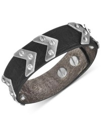 The Sak Bracelet Silver Tone Signature Chevron Black Leather Bracelet