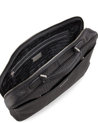 Giorgio Armani Geo Leather Briefcase Black