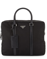 Prada Nylon Double Zip Briefcase Black