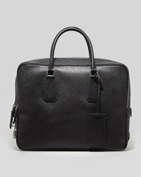 Prada Saffiano Double Zip Briefcase Black