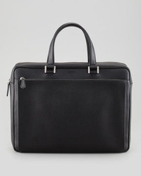 Fendi Saffiano Zip Pocket Briefcase Black