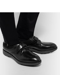 Prada Mesh Panelled Polished Leather Derby Brogues