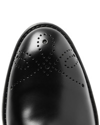Prada Mesh Panelled Polished Leather Derby Brogues
