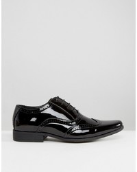 Asos Oxford Brogue Shoes In Black Patent