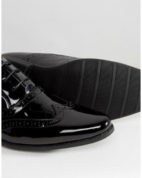 Asos Oxford Brogue Shoes In Black Patent