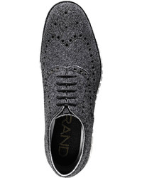 Cole Haan Zerogrand Wing Tip Wool Oxford Shoe Black