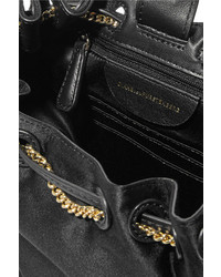 Diane von Furstenberg Love Power Mini Leather Trimmed Satin Bucket Bag Black