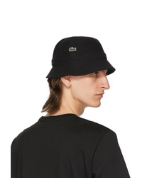 Lacoste Black Cotton Bucket Hat