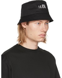 DSQUARED2 Black Cotton Bucket Hat