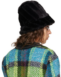 Anna Sui Black Faux Fur Bucket Hat