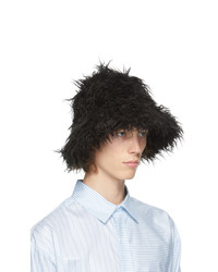 Eytys Black Faux Fur Silo Bucket Hat