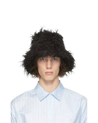 Eytys Black Faux Fur Silo Bucket Hat