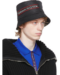 Alexander McQueen Black Graffiti Logo Bucket Hat