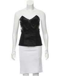 Alice + Olivia Silk Leather Trimmed Elsa Deco Bustier W Tags