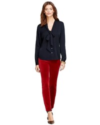 Brooks Brothers Bow Front Silk Blouse