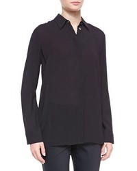 The Row Long Sleeve Collared Blouse Black