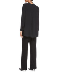 Eileen Fisher Long Sleeve Crepe De Chine Blouse