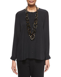 Eileen Fisher Long Sleeve Crepe De Chine Blouse