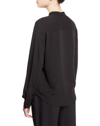 Tom Ford Stand Collar Button Front Blouse Black