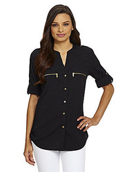 Women's Black Button Down Blouses by Calvin Klein | Lookastic