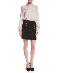 Nanette Lepore A Line Mini Skirt With Button Detail