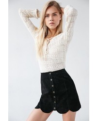 Urban Outfitters Ecote Suede Scalloped A Line Skirt