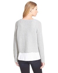 Eileen Fisher Bateau Neck Boxy Cable Knit Sweater